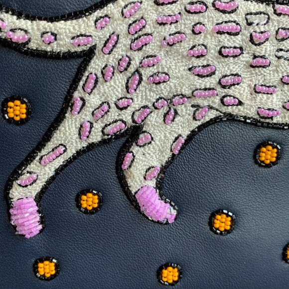 Authentic KATE SPADE leather Cheetah embellished flap magnetic snap Crosby - Picture 4 of 12